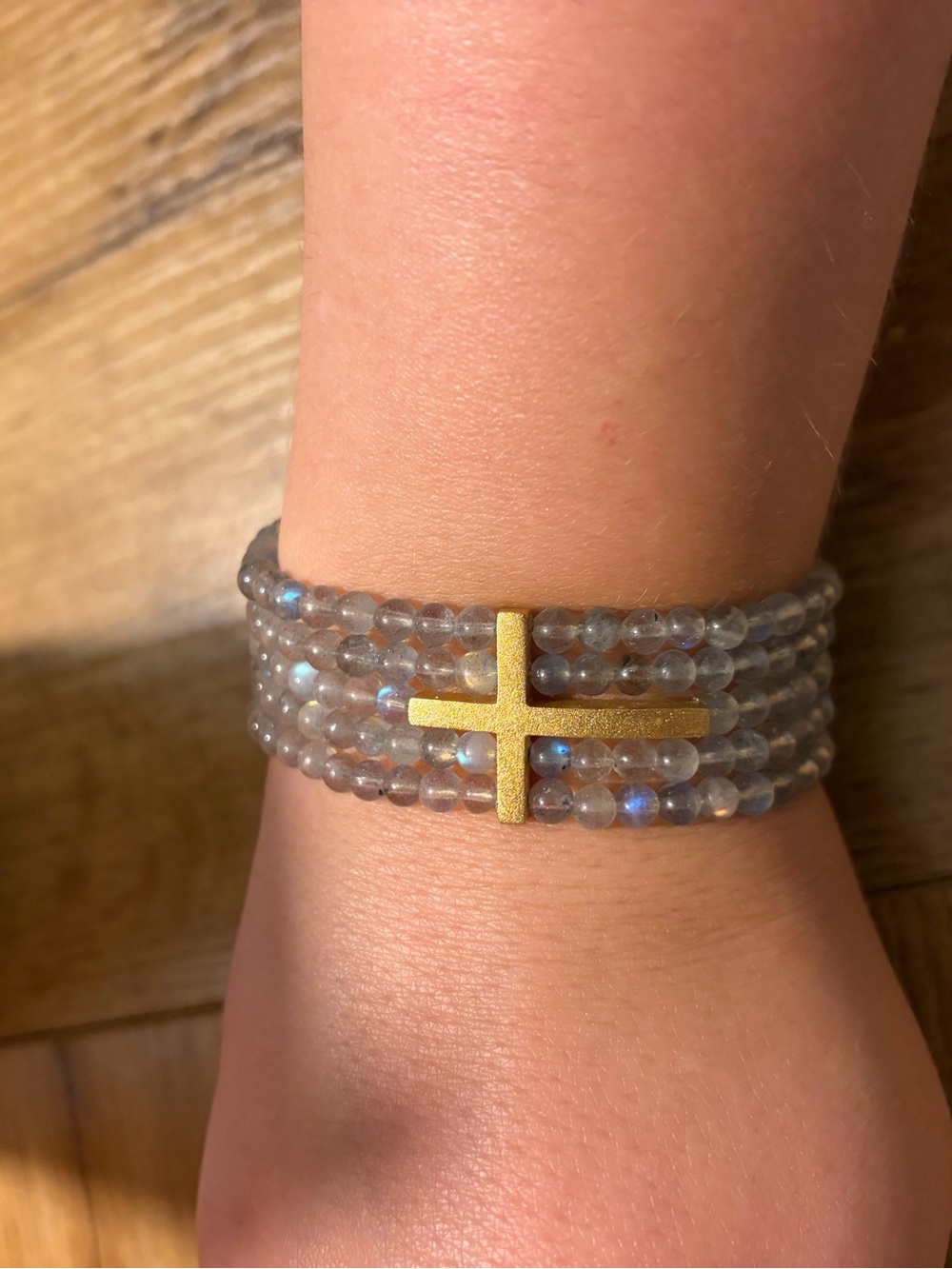 E Newton Gold Cross Beaded Bracelet - Picture 2 of 2